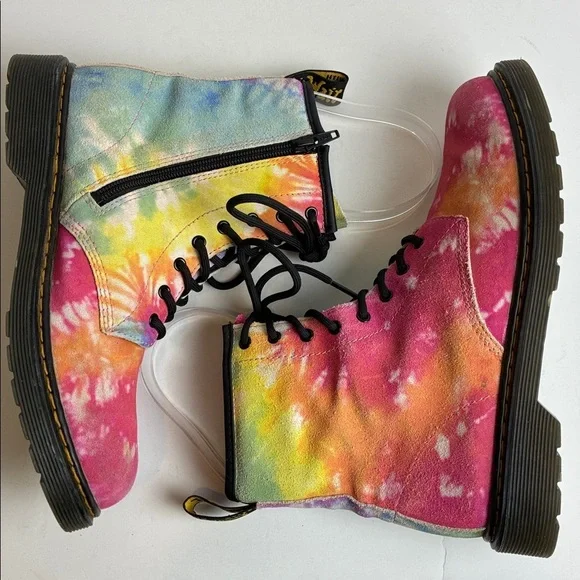 Dr. Martens 1460Y Multi Tie Dye Leather Combat Boots Youth M6 Women’s 7 EU 38 - Picture 12 of 16